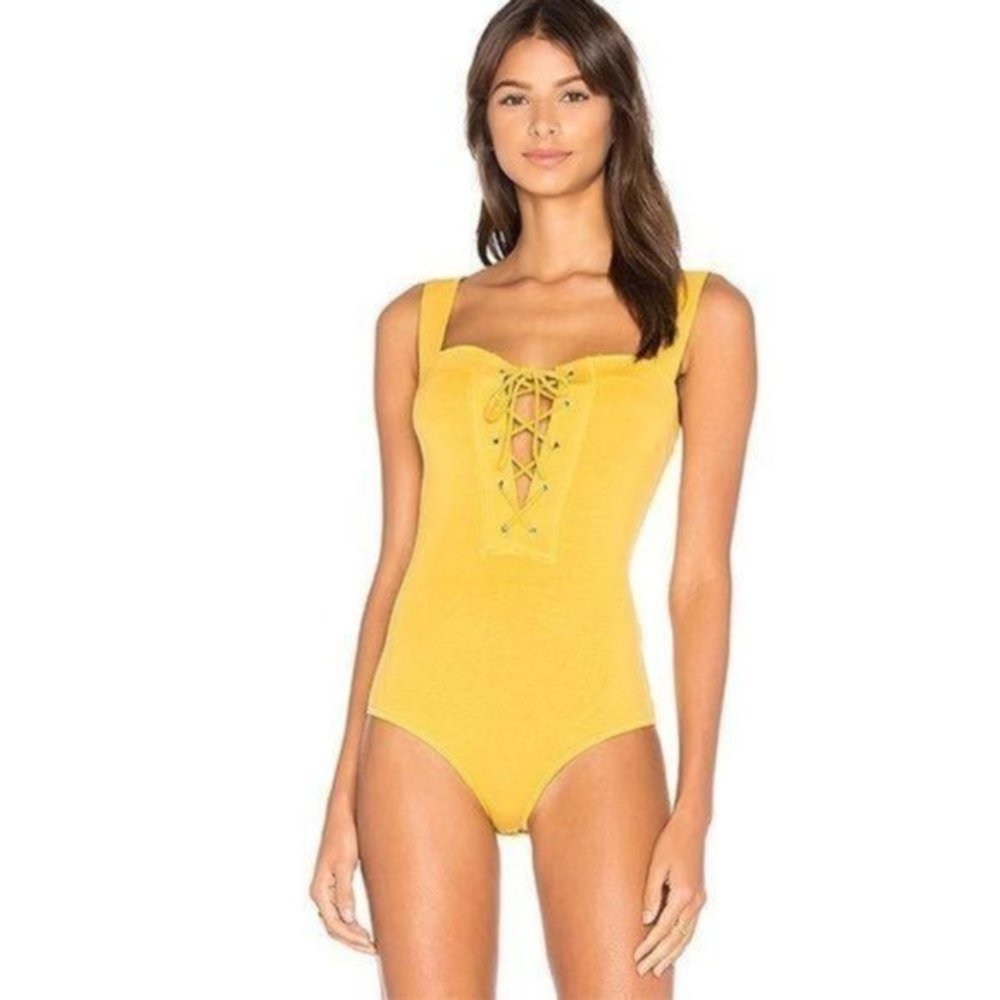 Capulet Cara Lace Up Bodysuit – Goldenrod